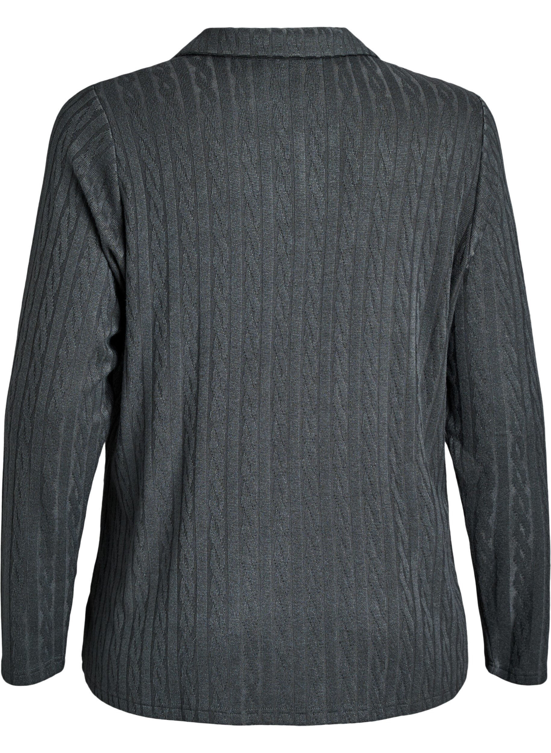 Zizzi Neulepusero kauluksella ja palmikkokuvioinnilla, Vihre&auml;, Packshot image number 1