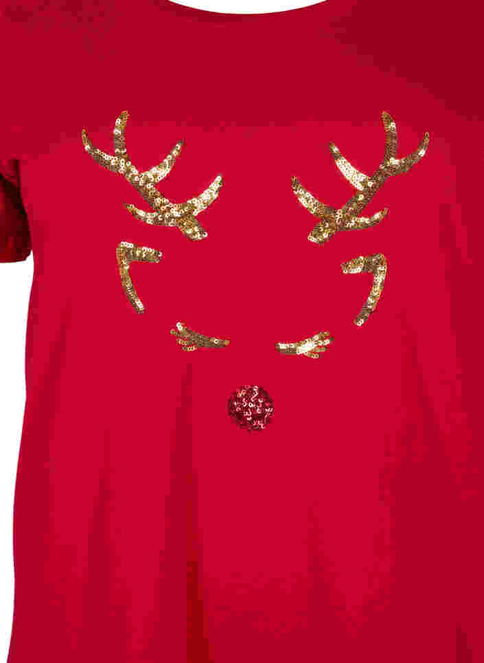 Jouluinen t-paita puuvillasta, Tango Red Reindeer, Packshot image number 2