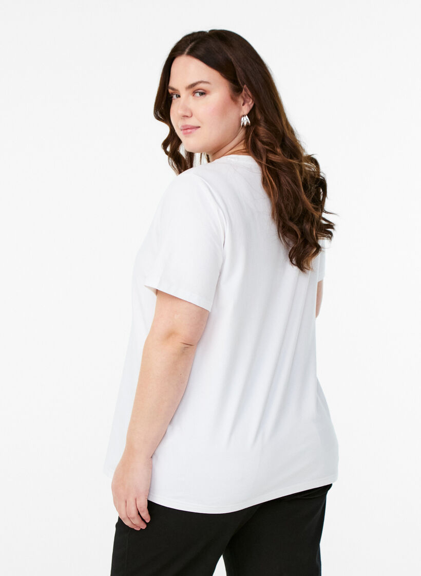 T-paita luomupuuvillasta kukkaprintillä, B. White w. Rose, Model image number 1