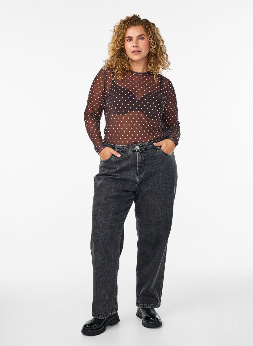 Mesh -pusero pisteill&auml;, Ruskea, Model image number 1