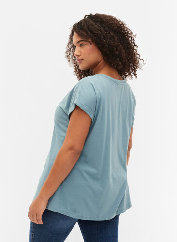 Lyhythihainen puuvillasekoitteinen T-paita, Smoke Blue, Model image number 1
