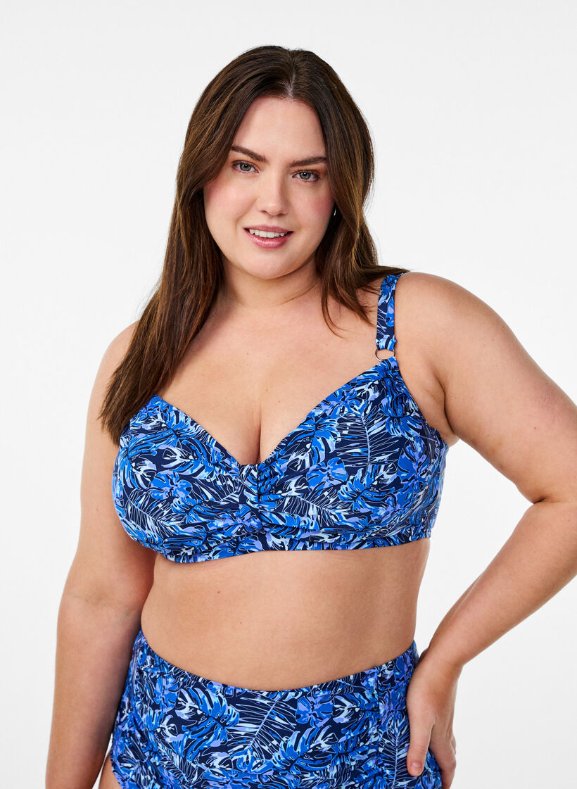 Kaarituelliset bikiniyl&auml;osa kuosilla, Sininen, Model image number 0