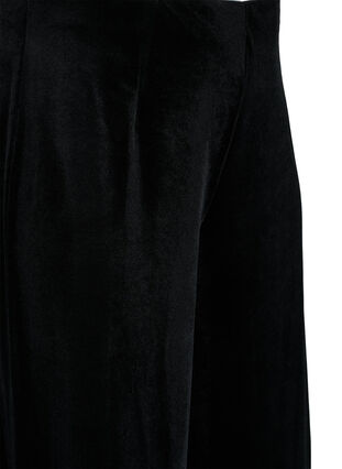 Leveälahkeiset velourhousut, Black, Packshot image number 2