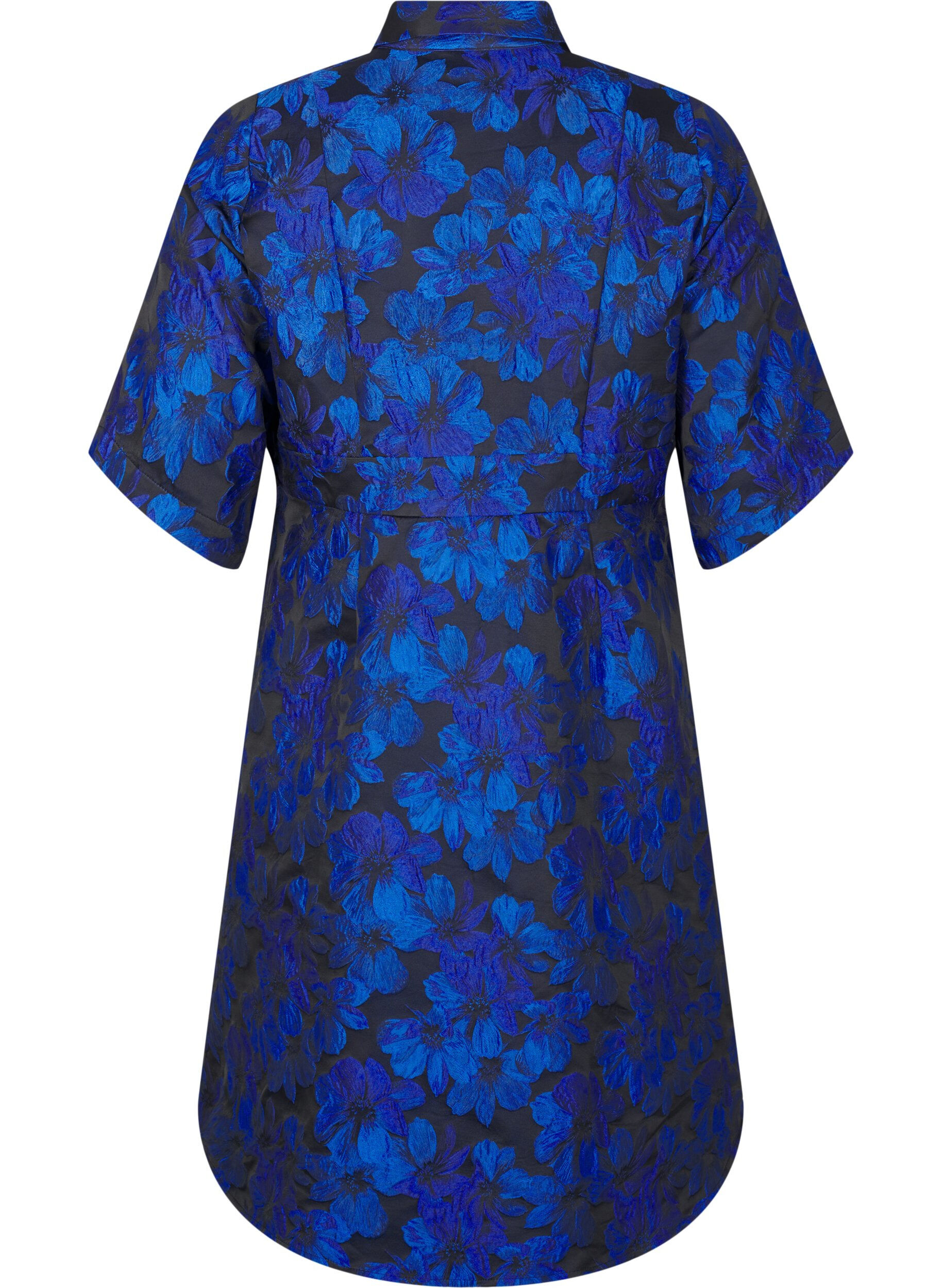 Zizzi Lyhyt jacquard-mekko 3/4-hihoilla, Black Blue, Packshot image number 1
