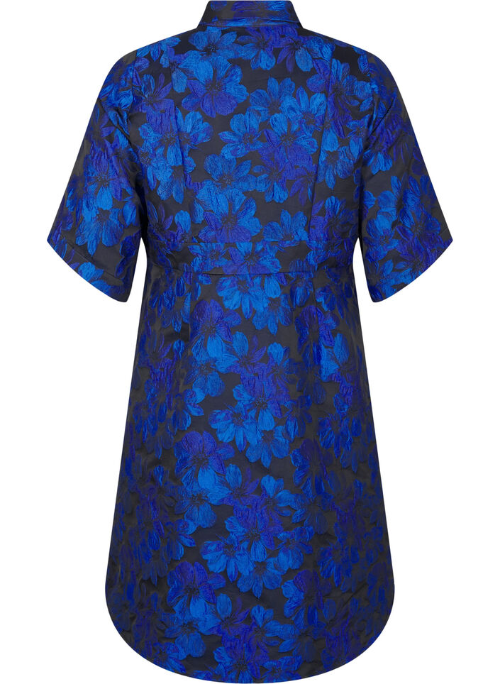 Lyhyt jacquard-mekko 3/4-hihoilla, Black Blue, Packshot image number 1