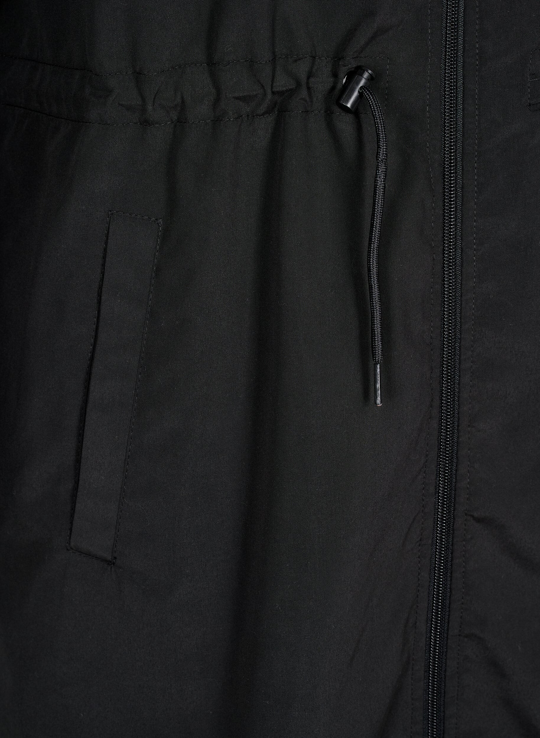 Zizzi FLASH - Kevyt hupullinen parka, Musta, Packshot image number 3