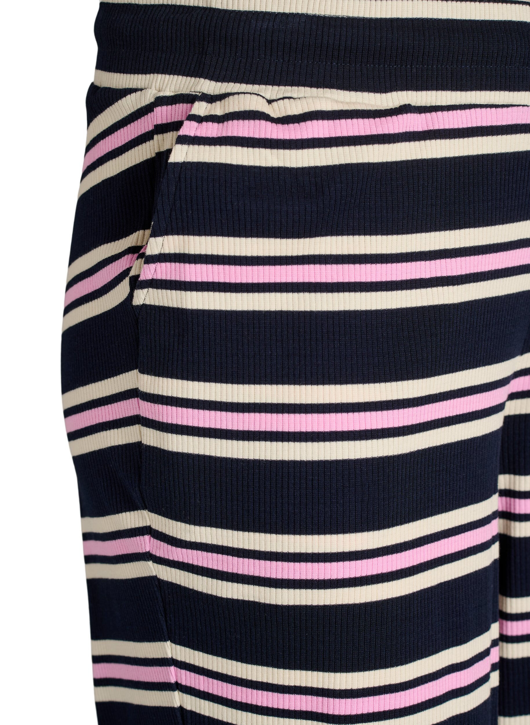 Zizzi Raidalliset pyjamahousut leveill&auml; lahkeilla, Sininen, Packshot image number 2