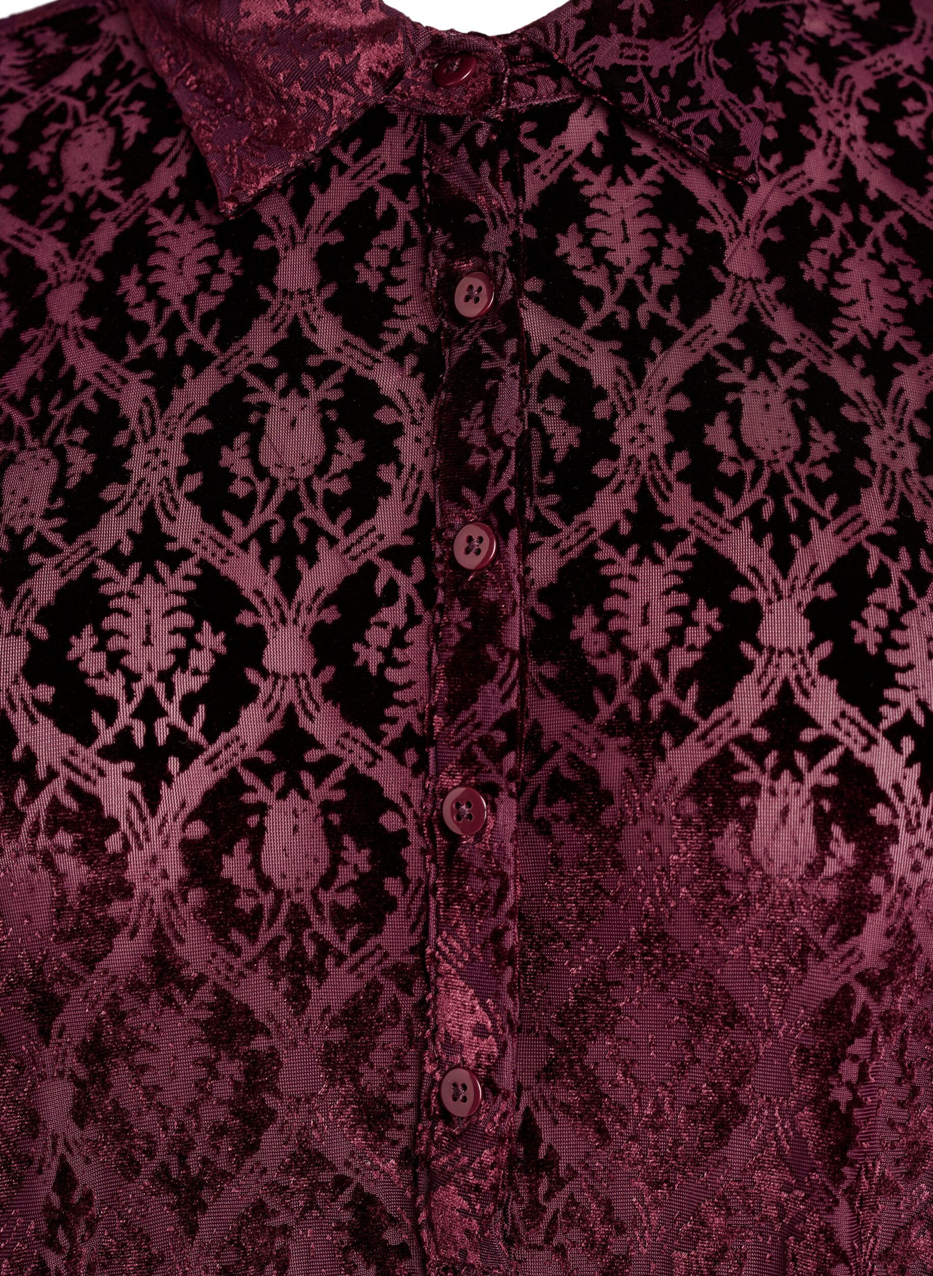 Zizzi Lyhyt mekko veluurikuviolla, Punainen, Packshot image number 2