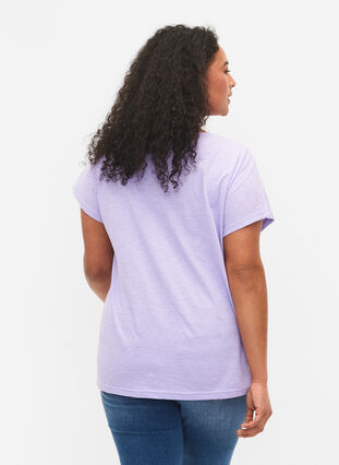 Puuvillainen t-paita lehtiprintillä, Lavender C Leaf, Model image number 1