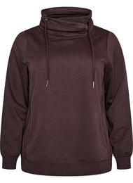 Collegepaita korkealla kauluksella ja taskuilla, Ruskea