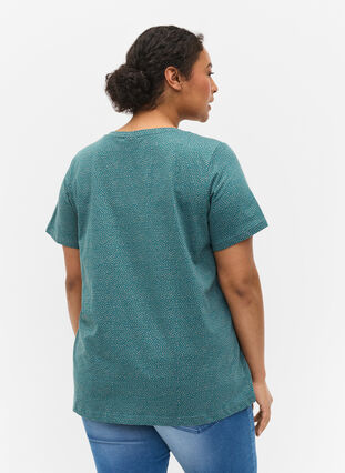 Puuvillainen t-paita printillä, Balsam Green DOT, Model image number 1