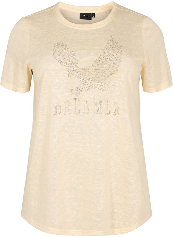 T-paita niiteillä ja pyöreällä pääntiellä, Buttercream, Packshot image number 0