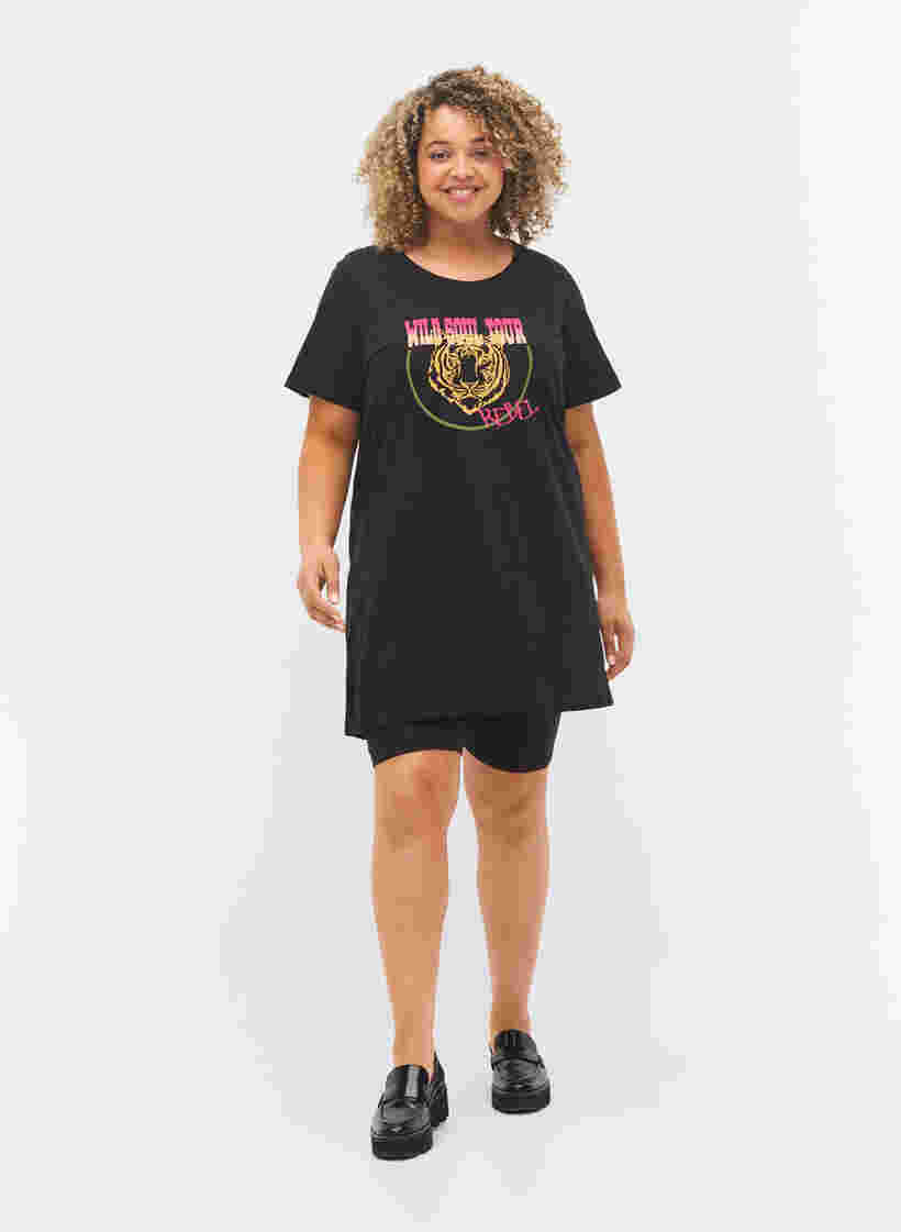 Pitkä puuvillainen t-paita lyhyillä hihoilla, Black Tiger, Model image number 2