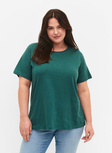 2 perus t-paitaa puuvillasta, Mallard Green/Black, Model image number 0