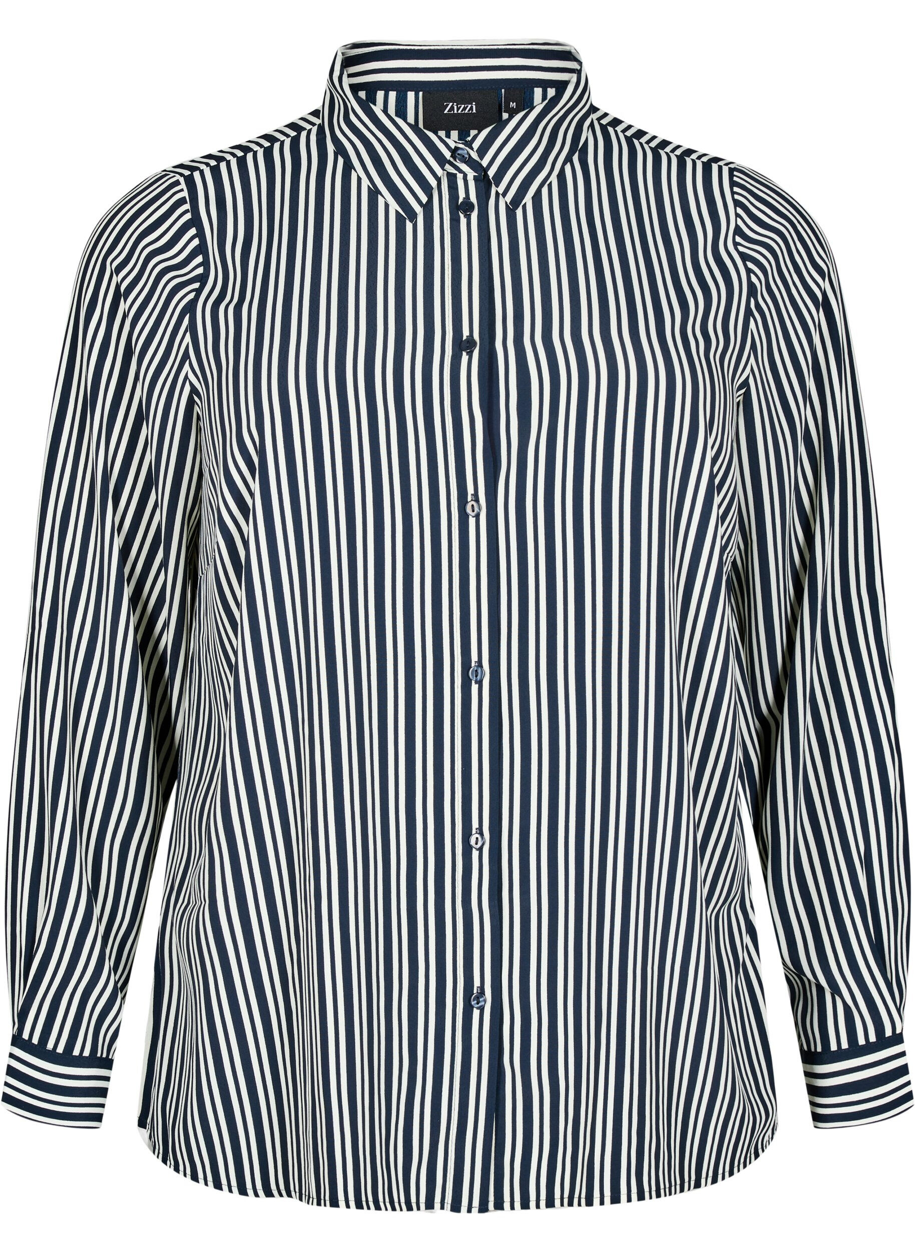 Zizzi Raidallinen paita, Sininen, Packshot image number 0