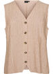 Raidallinen liivi pellavaa ja viskoosia, Beige, Packshot image number 0