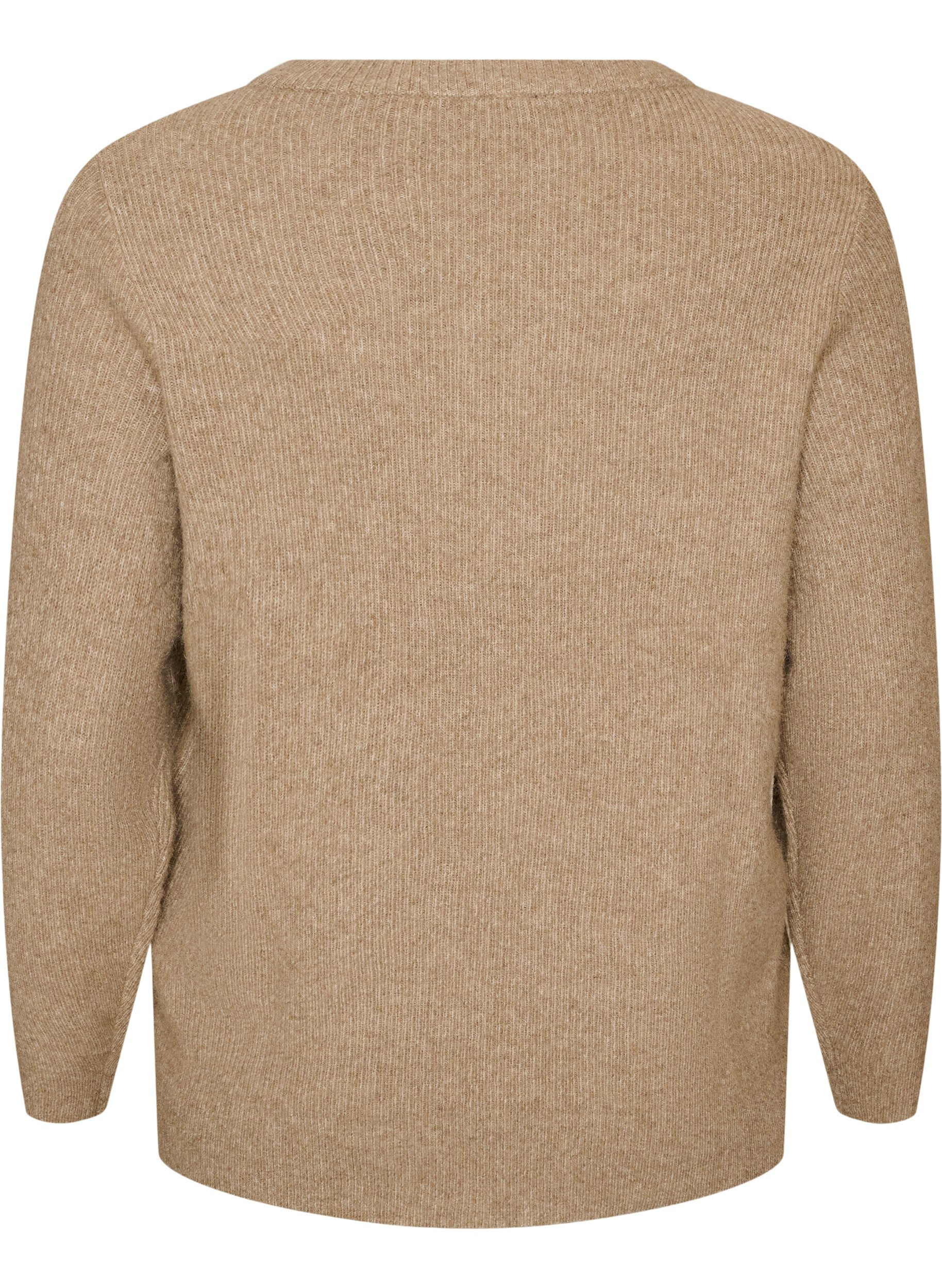 ZizziMelange-neulepusero py&ouml;re&auml;ll&auml; p&auml;&auml;ntiell&auml;, Beige, Packshot image number 1