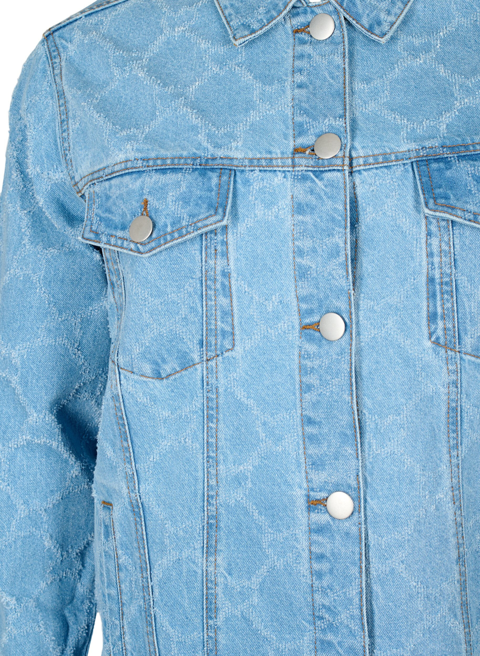 Zizzi Farkkutakki h&auml;ivytetyll&auml; kuviolla, Blue denim, Packshot image number 2