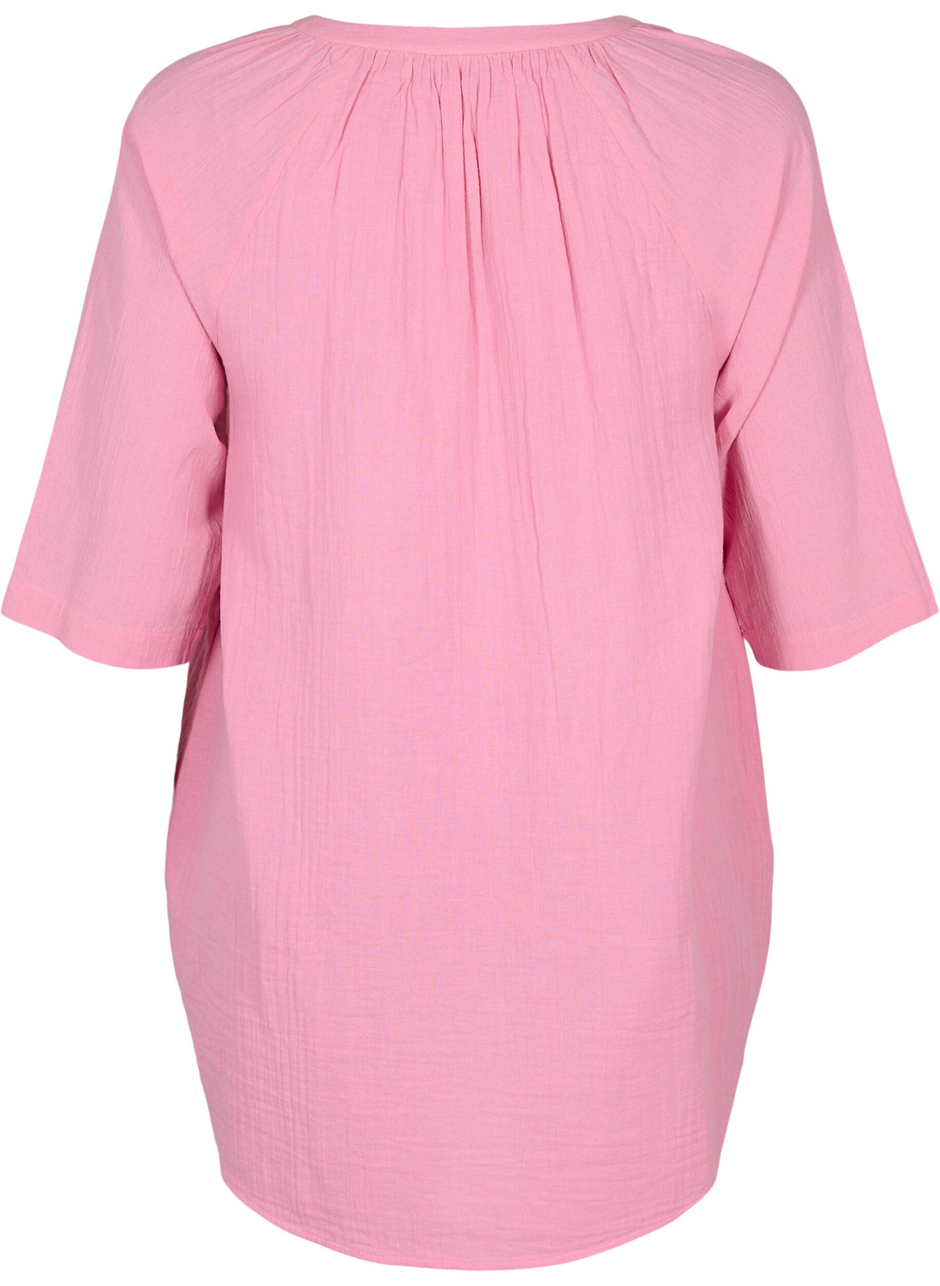 Zizzi 3/4-hihainen puuvillatunika, Rosebloom, Packshot image number 1