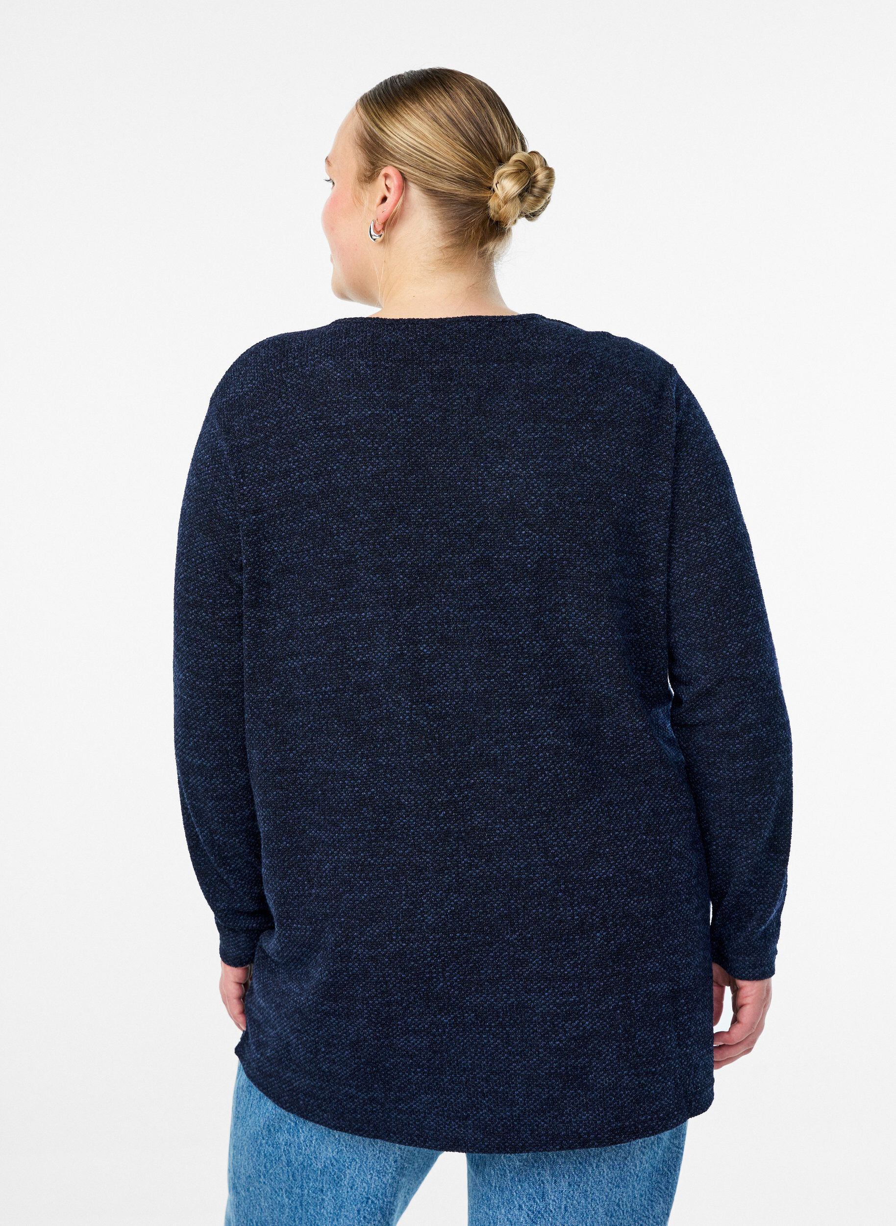 ZizziPitk&auml;hihaiset pusero rakenteella, Sininen, Model image number 2