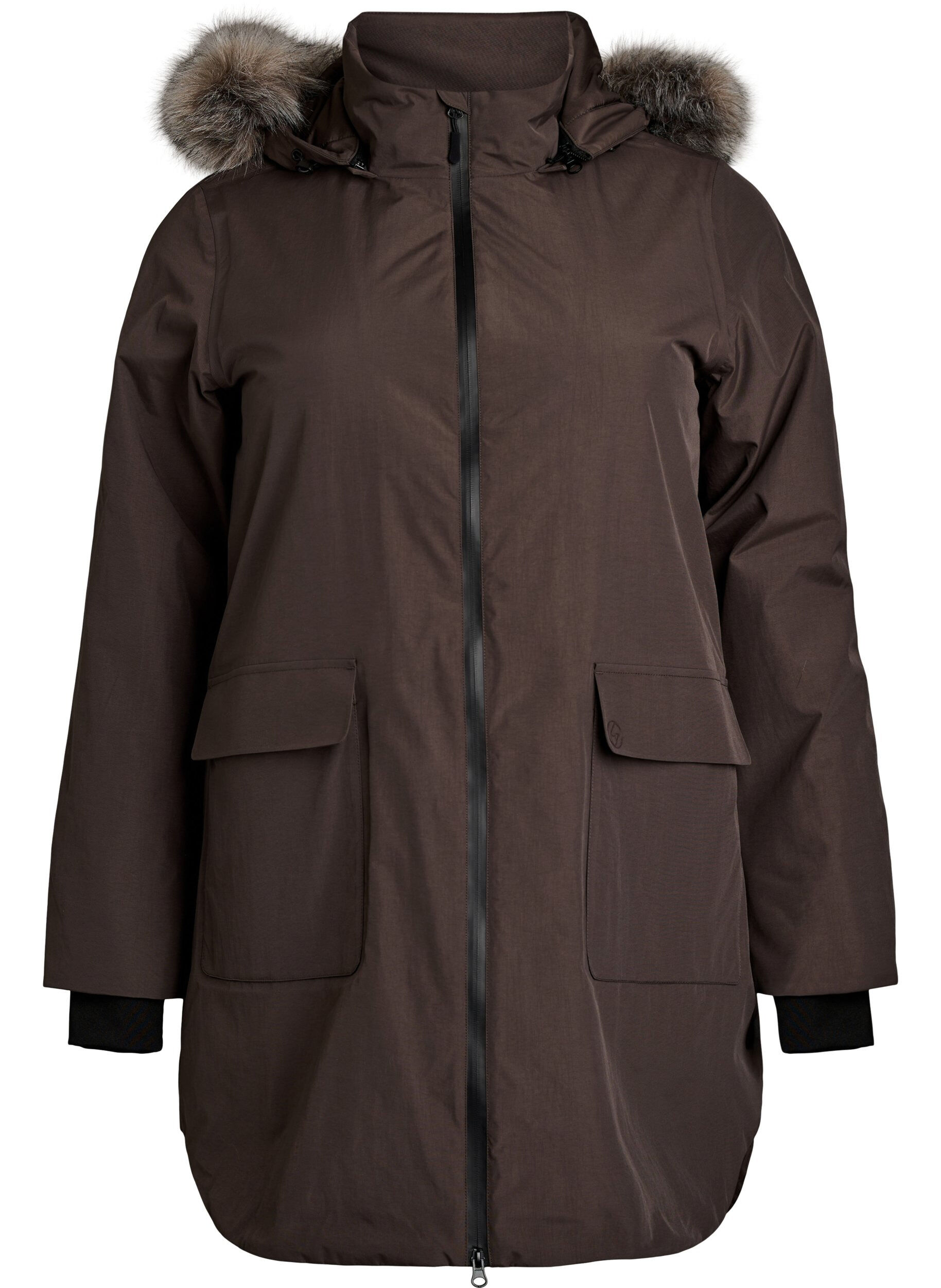 ZizziVedenpit&auml;v&auml; hupullinen parka, Ruskea, Packshot image number 0