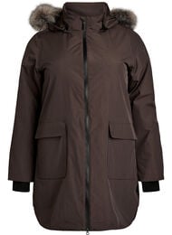 Vedenpit&auml;v&auml; hupullinen parka, Ruskea
