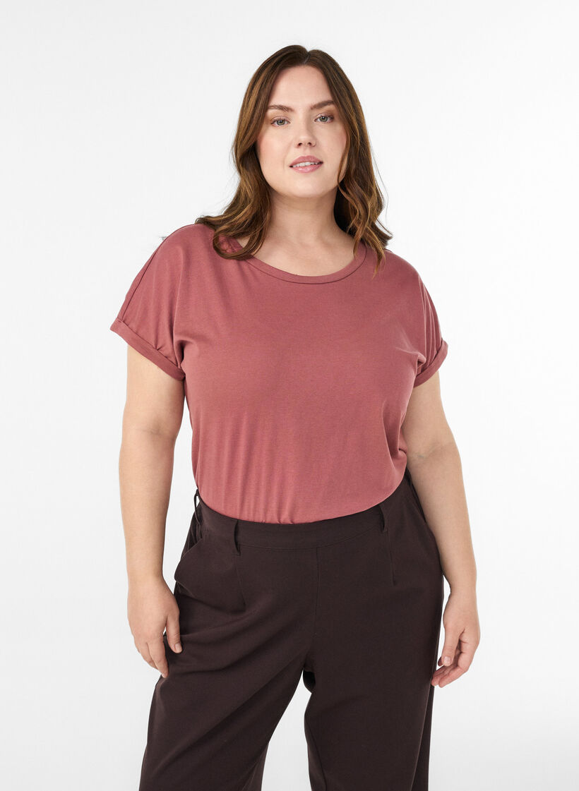 Lyhythihainen t-paita puuvillasekoitteesta, Vaaleanpunainen, Model image number 0