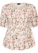 Viskoosipusero smokkauksella ja peplum-efektill&auml;, Vanilja, Packshot image number 0