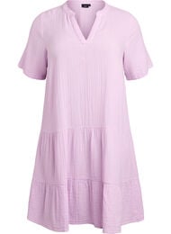 Lyhyt A-linjainen mekko puuvillamusliinista, Violetti