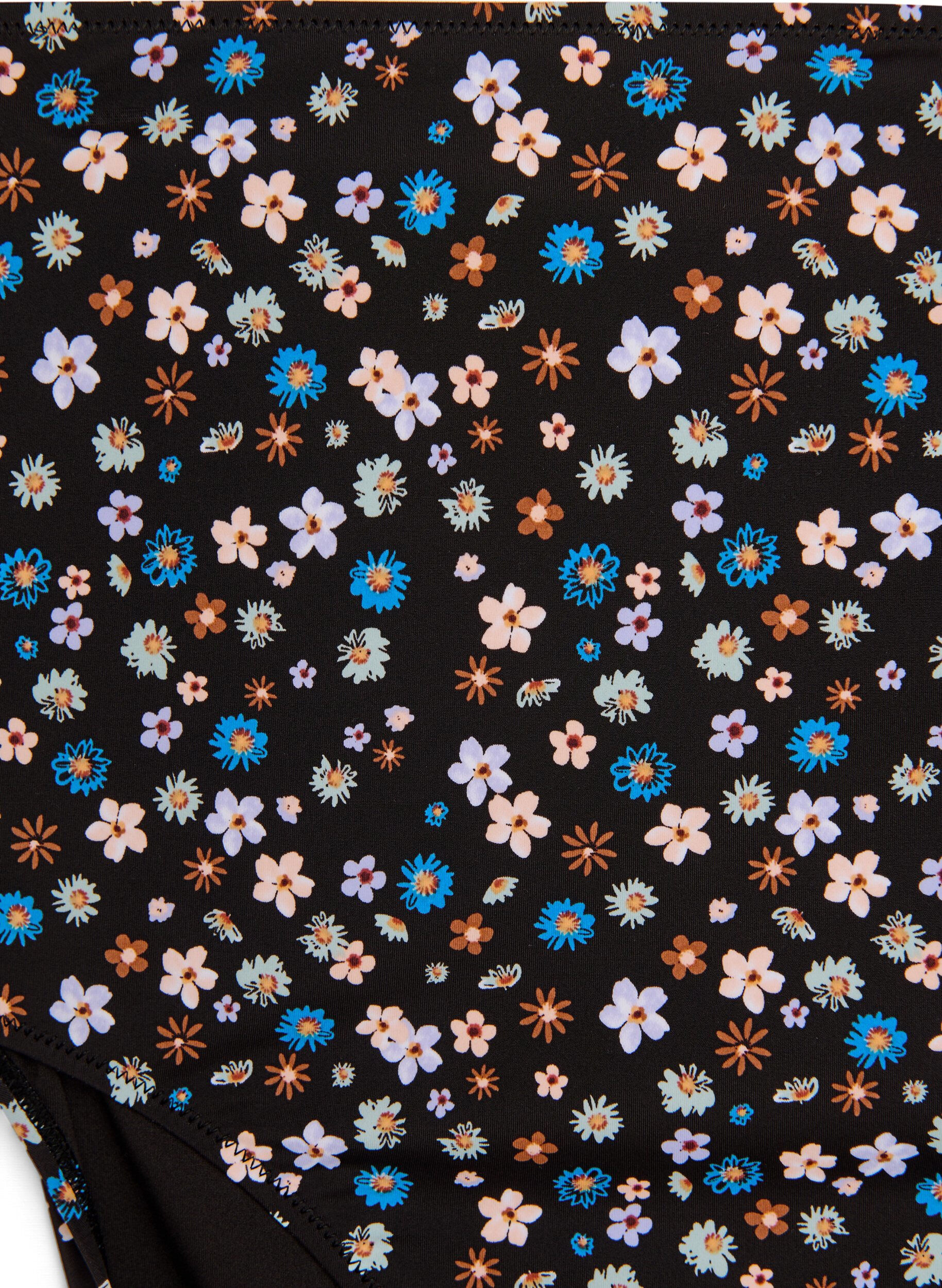 Zizzi Korkeavy&ouml;t&auml;r&ouml;inen bikinihousu kukkakuviolla, Ruskea, Packshot image number 2