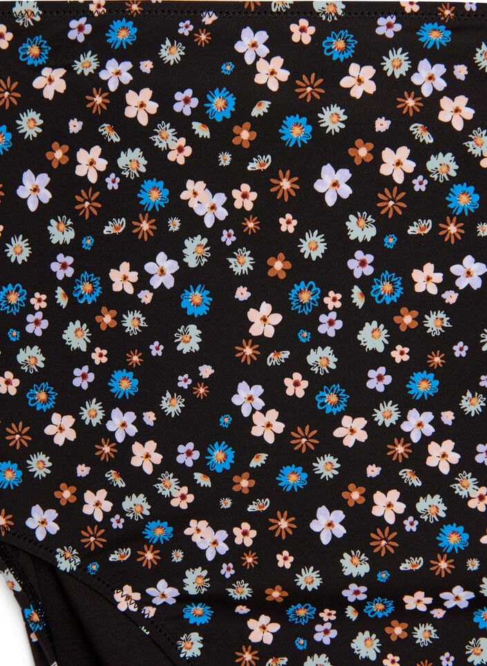 Korkeavyötäröinen bikinihousu kukkakuviolla, Ruskea, Packshot image number 2