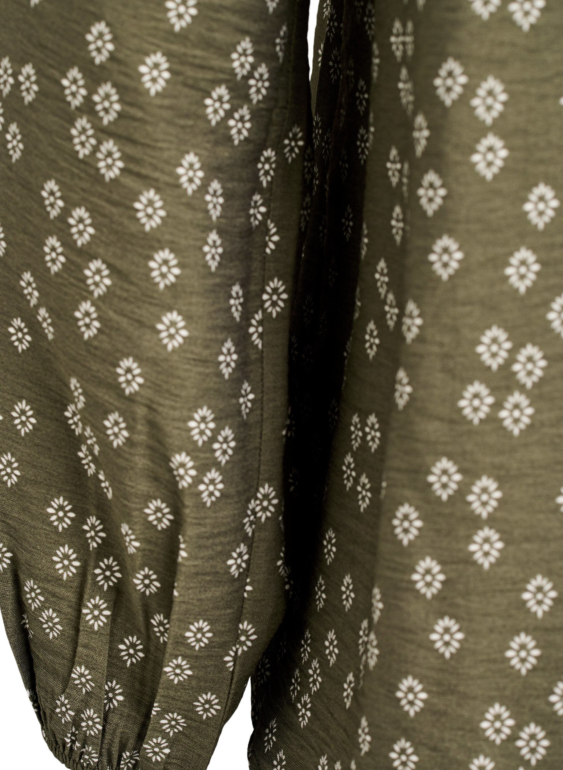 Zizzi Pitk&auml;hihainen pusero kuviolla ja napeilla, Vihre&auml;, Packshot image number 3