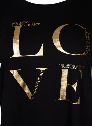 Lyhythihainen puuvillainen t-paita painatuksella, Black Love, Packshot image number 2