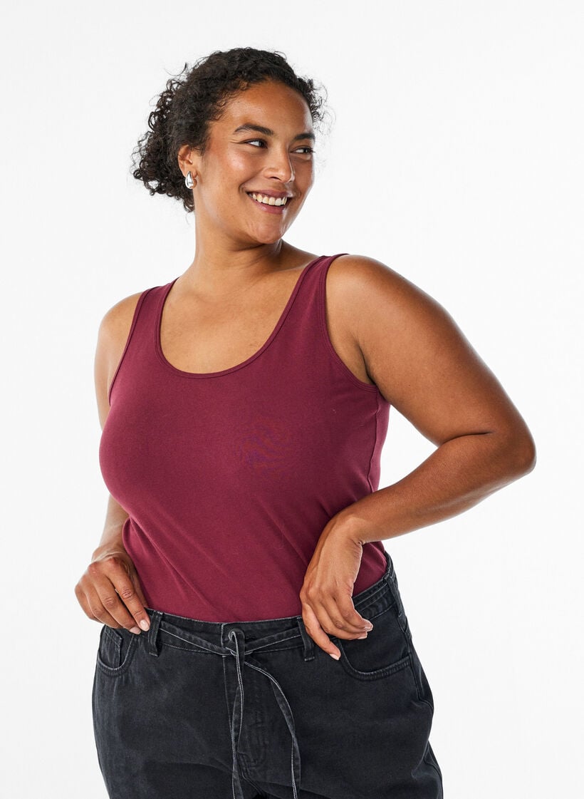 Yksiv&auml;rinen perus paita puuvillasta, Tumma Bordeaux, Model image number 0