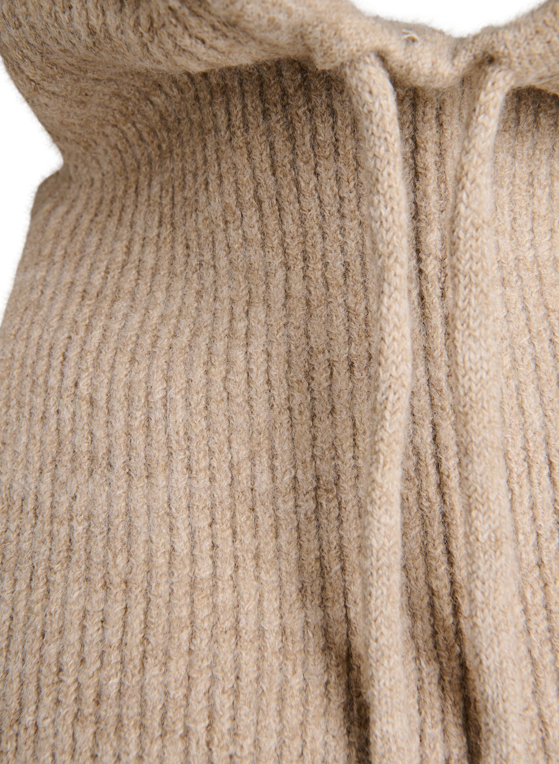 Zizzi Neulottu balaclava, jossa on kiristysnauhat, Beige, Packshot image number 2
