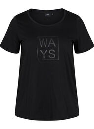 Lyhythihainen puuvillainen t-paita printillä , Black WAYS