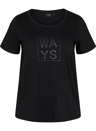 Lyhythihainen puuvillainen t-paita printillä , Black WAYS, Packshot image number 0