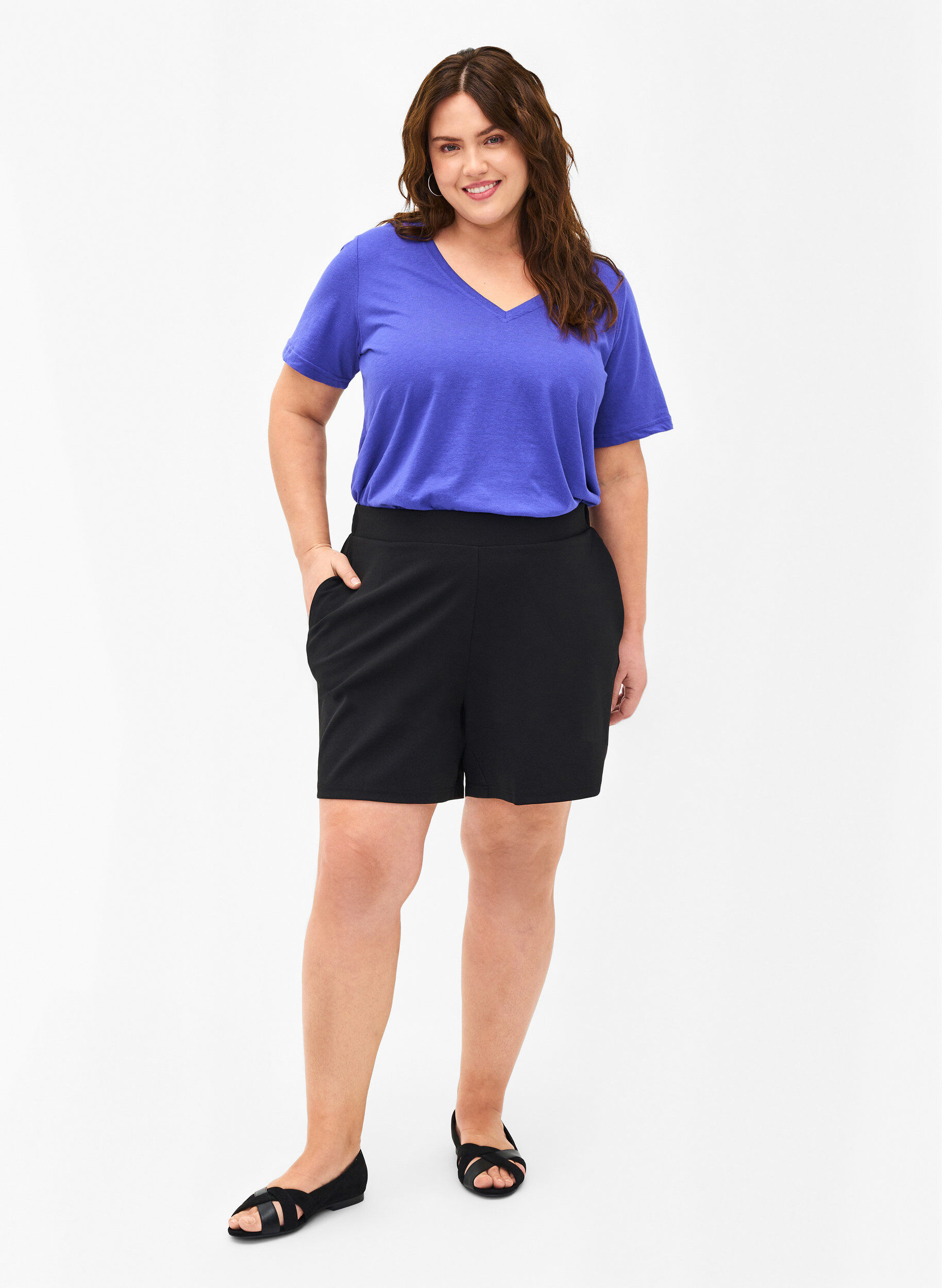 Zizzi FLASH - T-paita v-p&auml;&auml;ntiell&auml;, Royal Blue, Model image number 2