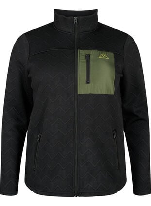 Urheilullinen fleece-takki taskuilla, Black, Packshot image number 0