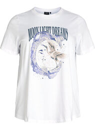 Puuvilla T-paita etupainatuksella, Valkoinen