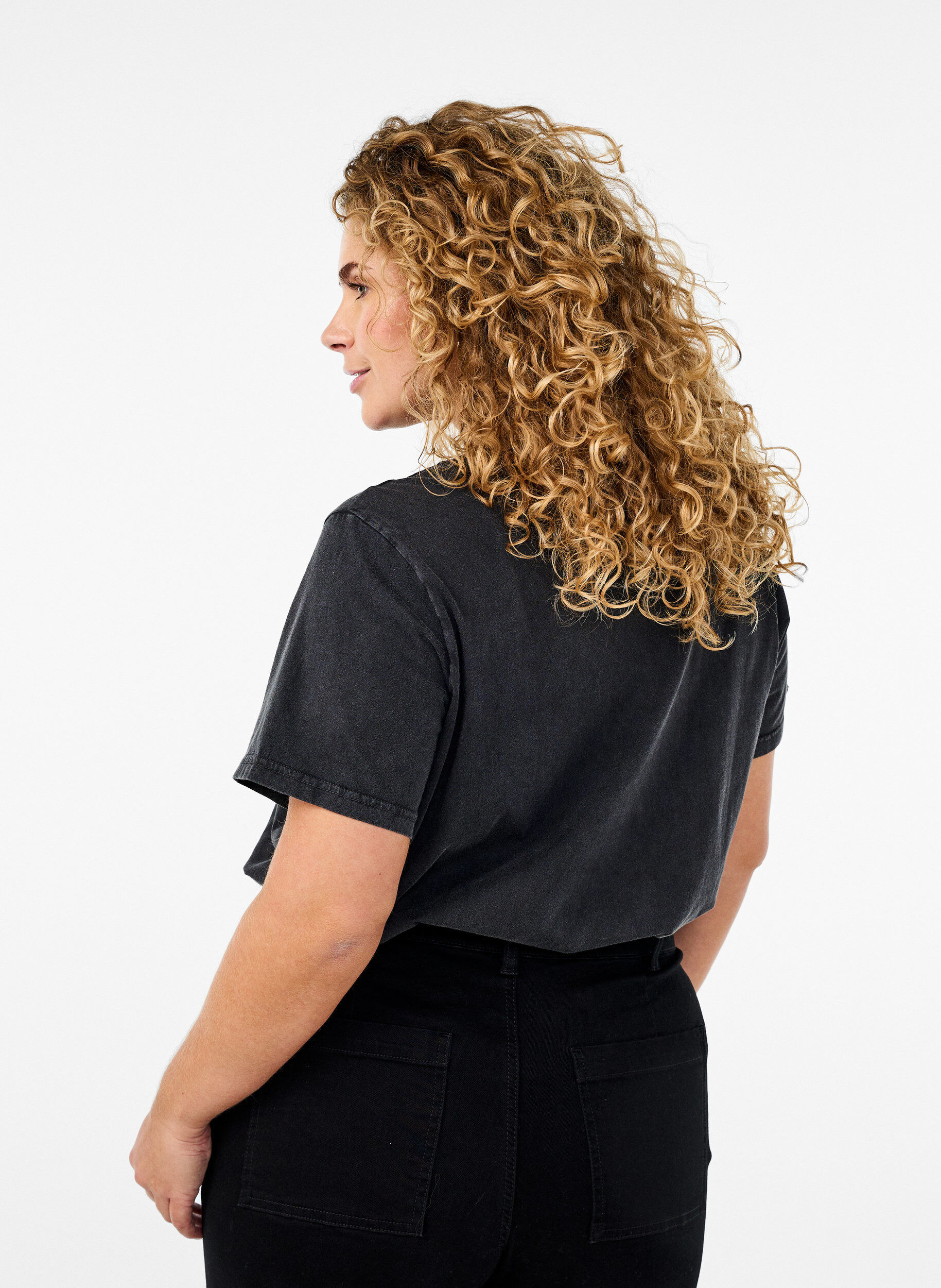 Zizzi T-paita luomupuuvillasta graafisella printill&auml;, Harmaa, Model image number 2