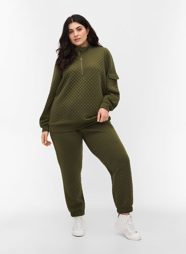 Kuvioidut housut nyörillä ja taskuilla, Ivy Green, Model image number 0