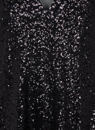 A-linjainen paljettimekko pitkillä hihoilla, Black, Packshot image number 2