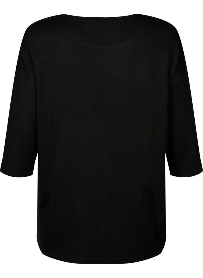 Pusero, jossa on 3/4-pituiset hihat ja pitsiyksityiskohdat, Black, Packshot image number 1