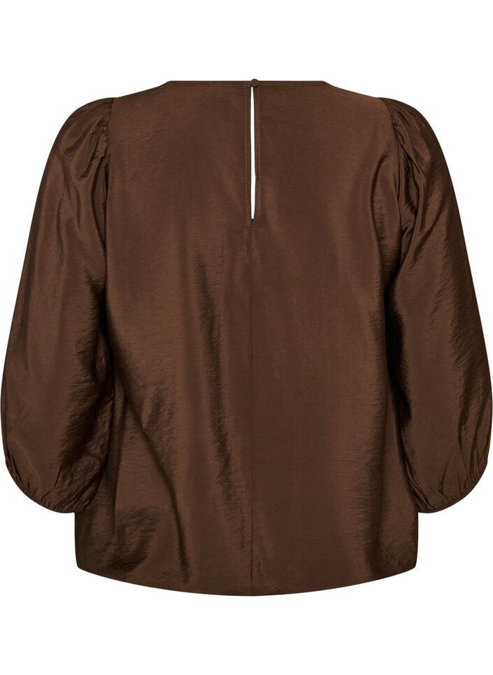 3/4-hihaiset pusero pitsiyksityiskohdilla, Ruskea, Packshot image number 1