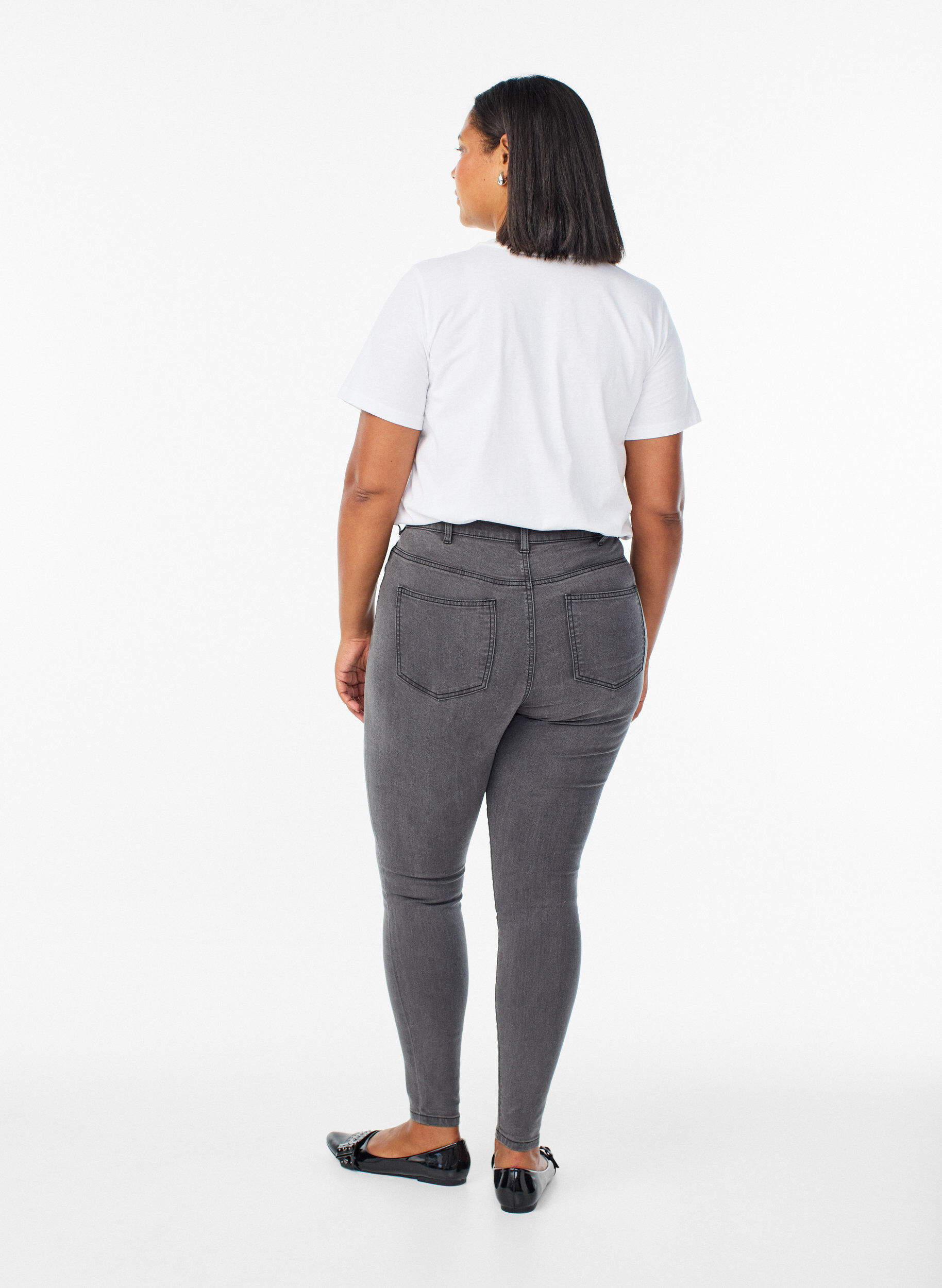 ZizziAmy korkea vy&ouml;t&auml;r&ouml;iset super slim fit -farkut, Harmaa, Model image number 1