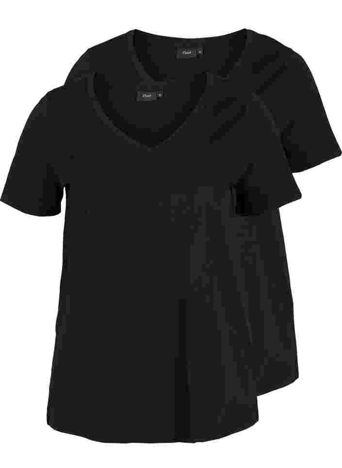 2 perus t-paitaa puuvillasta, Black/Black, Packshot image number 0