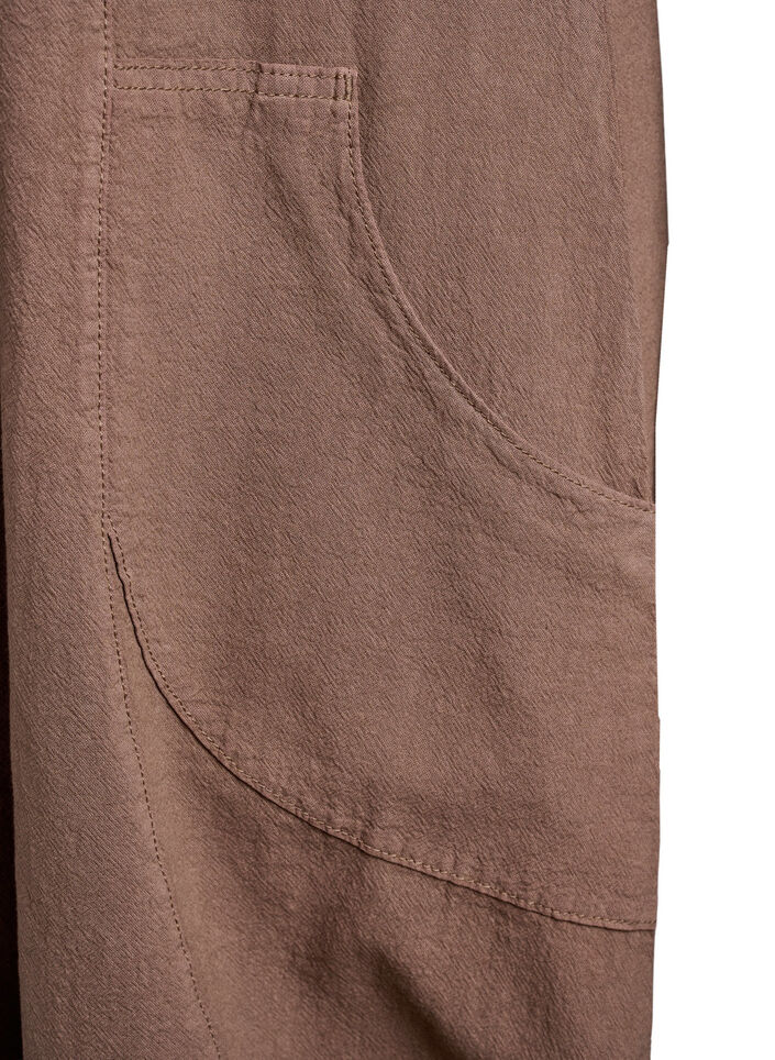 Lyhythihainen puuvillamekko, Ruskea, Packshot image number 3