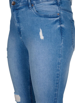 Erittäin tiukat Amy-farkut, joissa on revittyjä yksityiskohtia, Blue denim, Packshot image number 2