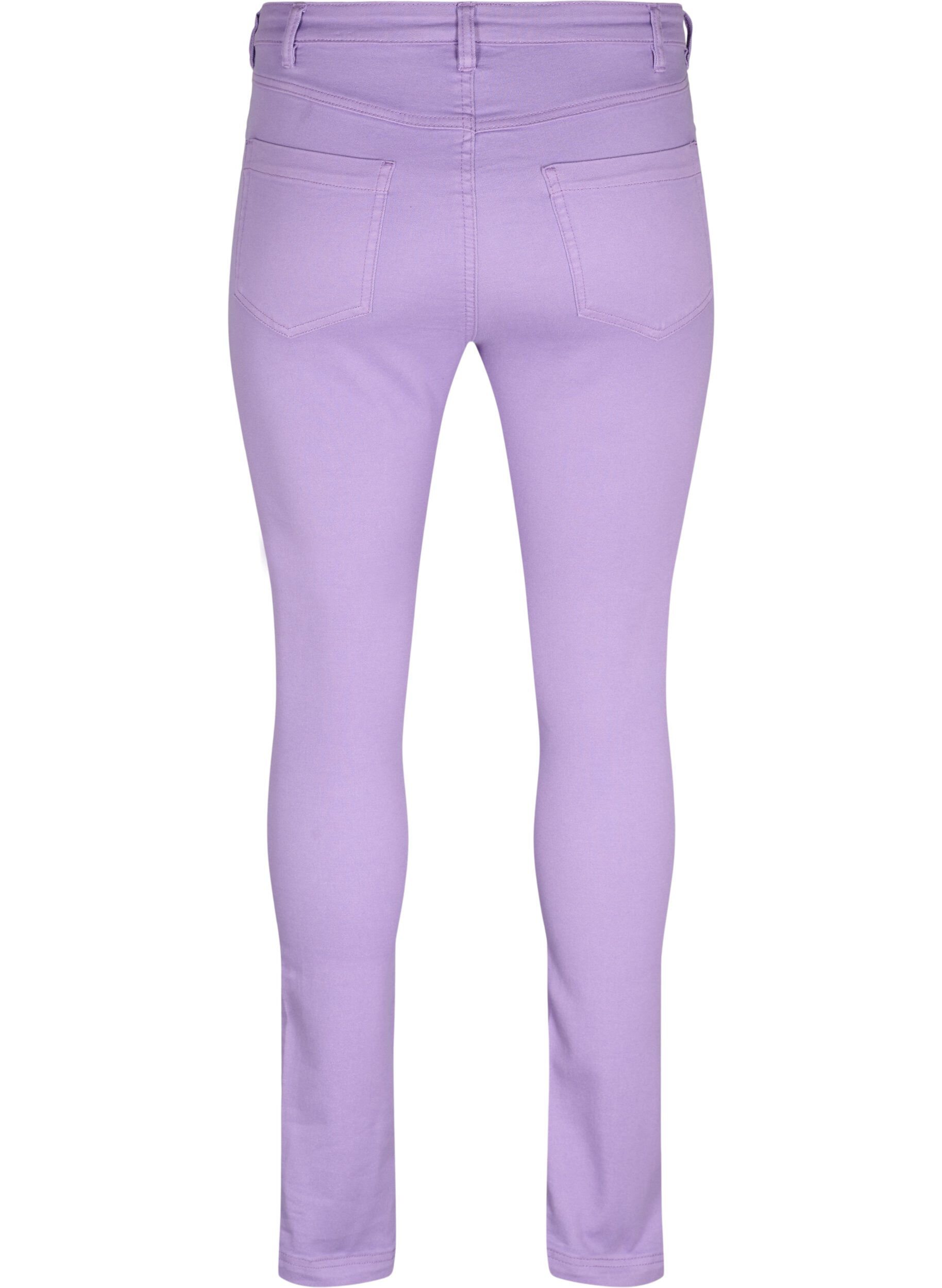 Zizzi Korkeavy&ouml;t&auml;r&ouml;iset super slim fit Amy-farkut, Chalk Violet, Packshot image number 1